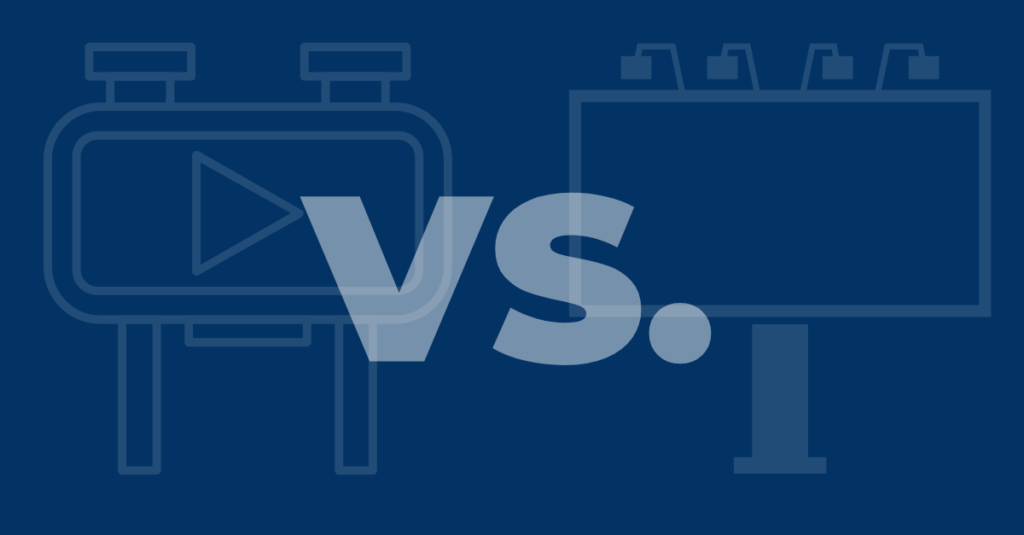 Digital billboard graphic versus static billboard graphic.